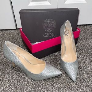 DSW Vince Camuto Silver Heels pointed toe